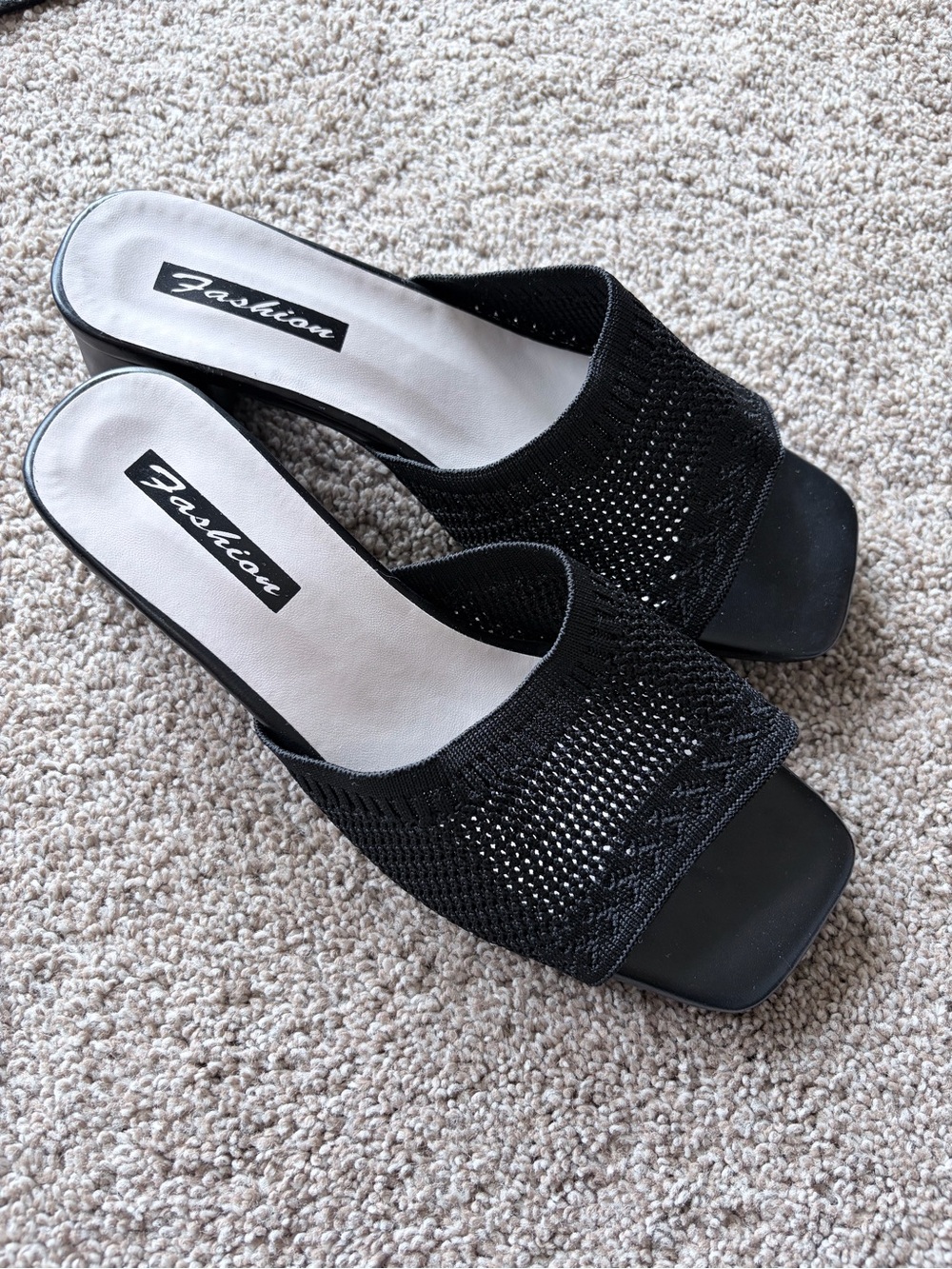 Knit Open-Toe Mule - Black